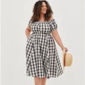 Torrid Gingham Midi Dress Black and White